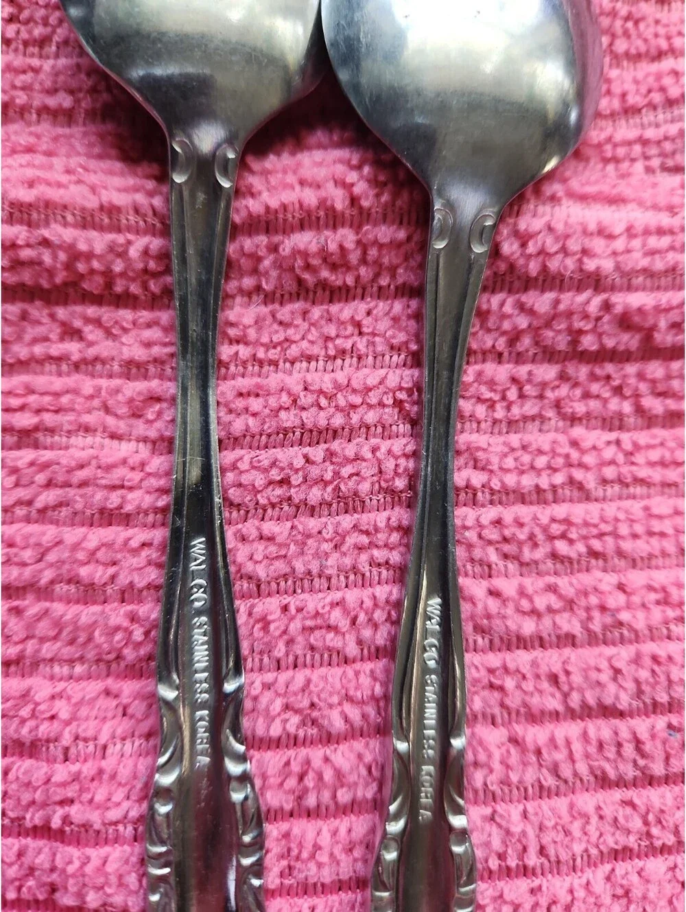 2 Spoons 6.25 inch National Stainless Korea Scroll Floral!
